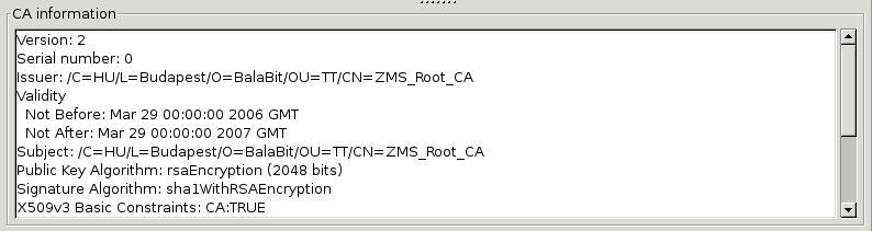 Certificate information