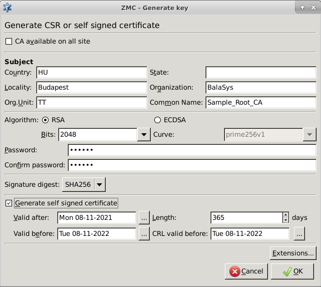 Creating a new CA