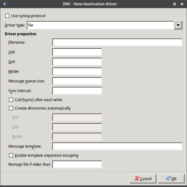 Configuring a file destination driver