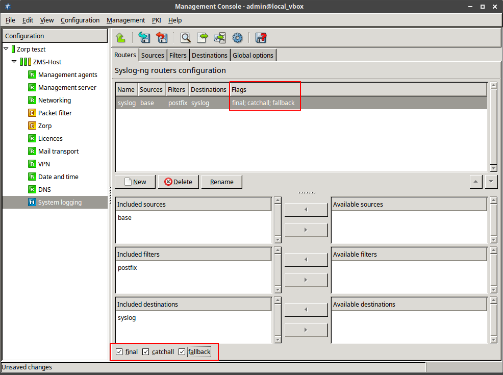 Configuring flags for routers