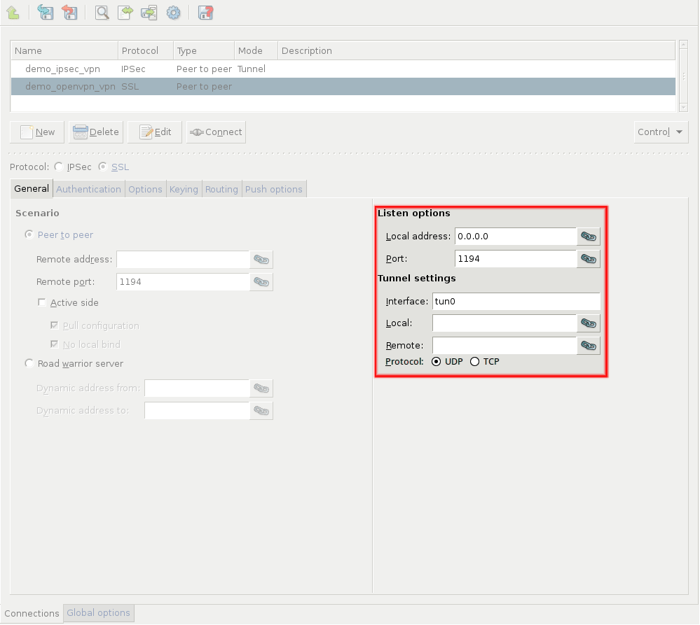 Configuring local networking parameters