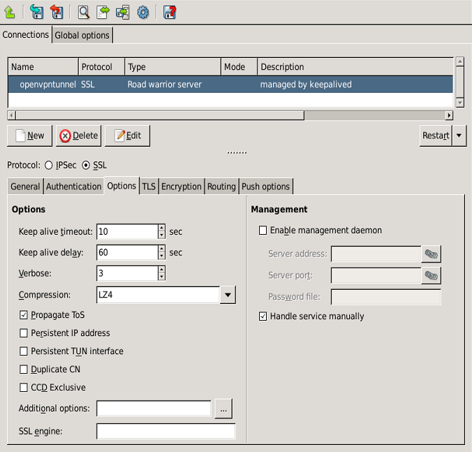 Configuring OpenVPN options