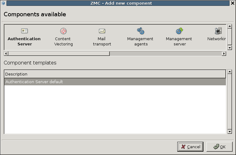 Adding the Authentication server component to the host