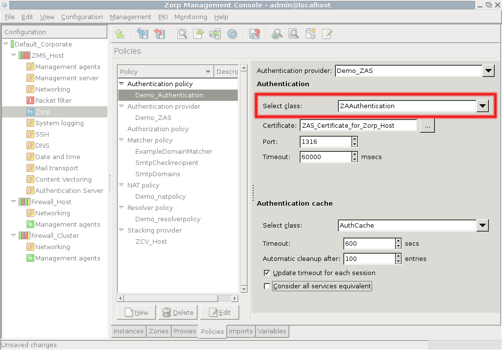 Selecting the type of the authentication