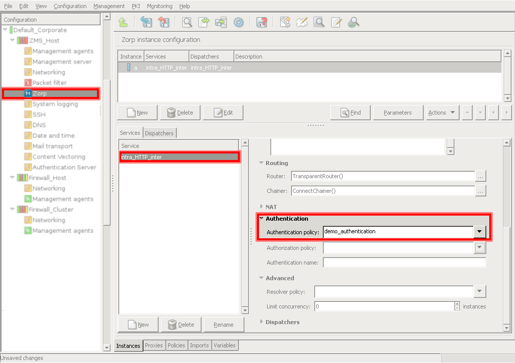 Using authentication in Zorp services