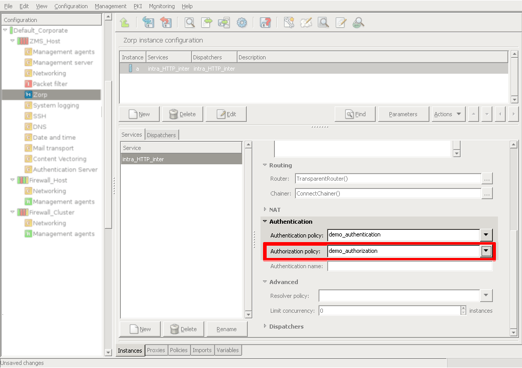 Using authorization policies in Zorp services