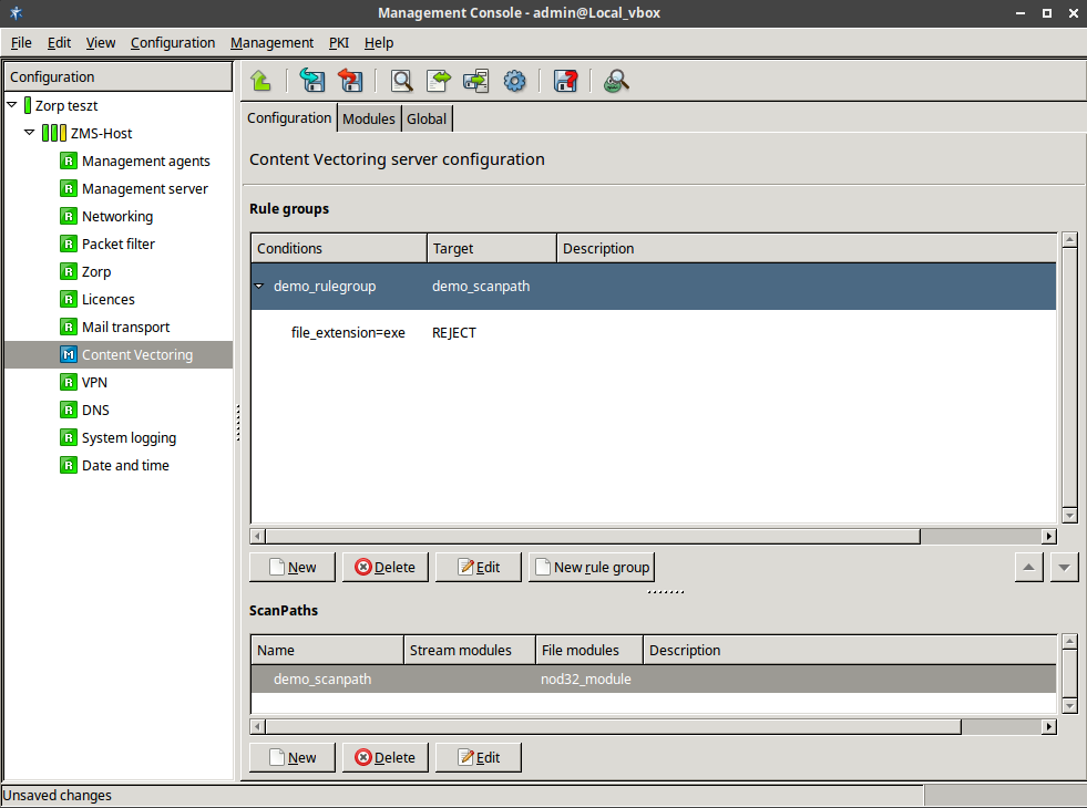 A configured scanpath with routers and conditions