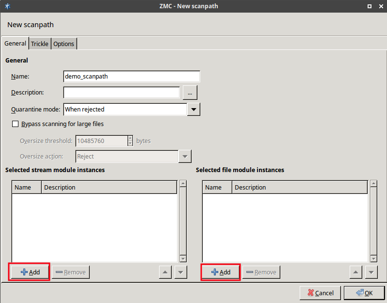 Adding module instances to a scanpath