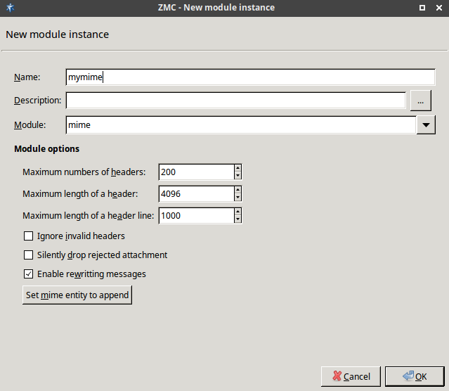 Options of the mime module