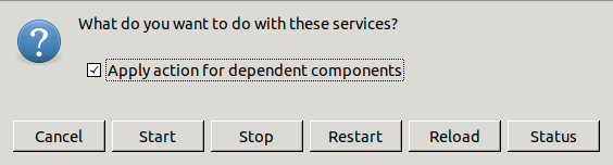 The service control dialog