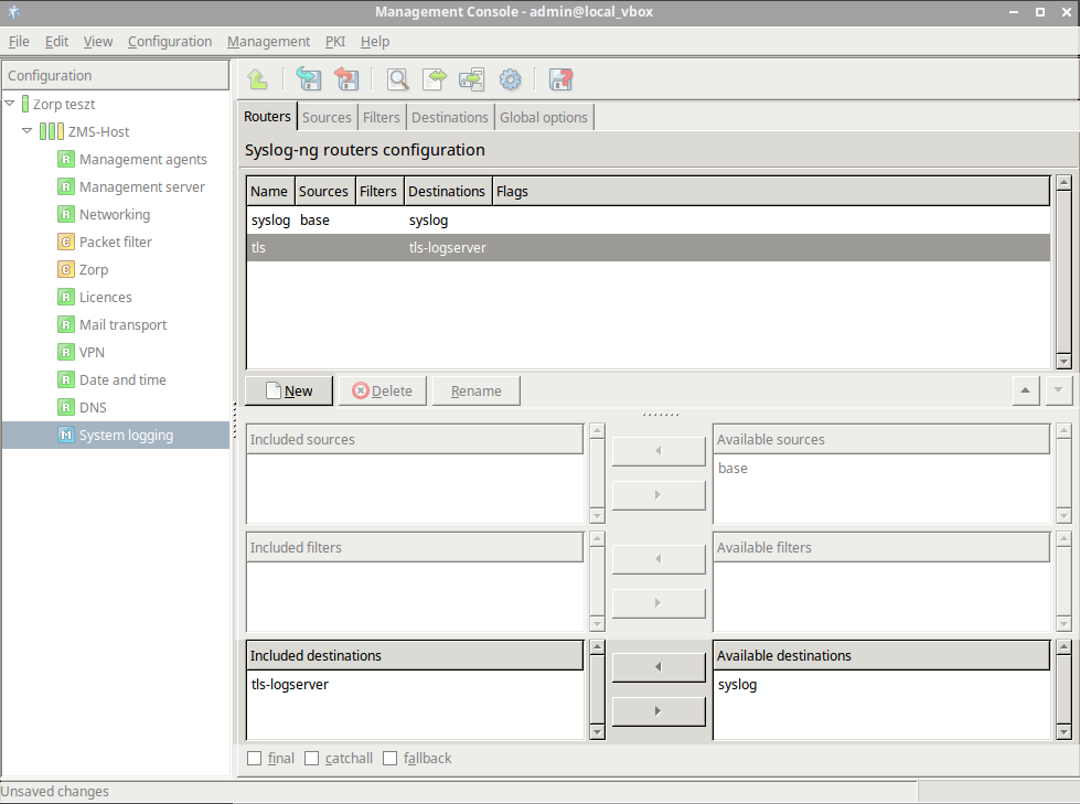 Configuring the syslog router