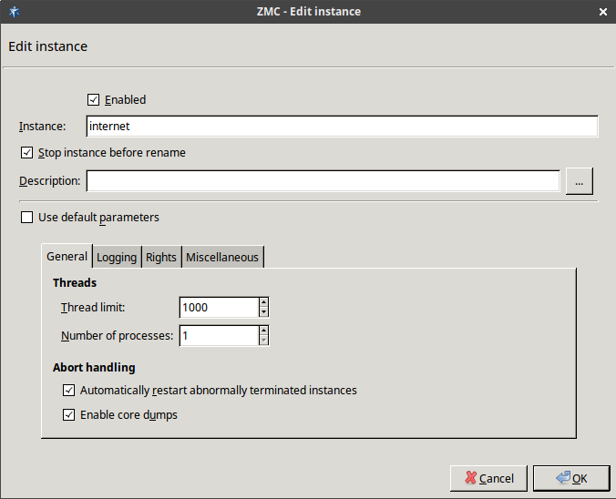 General instance parameters