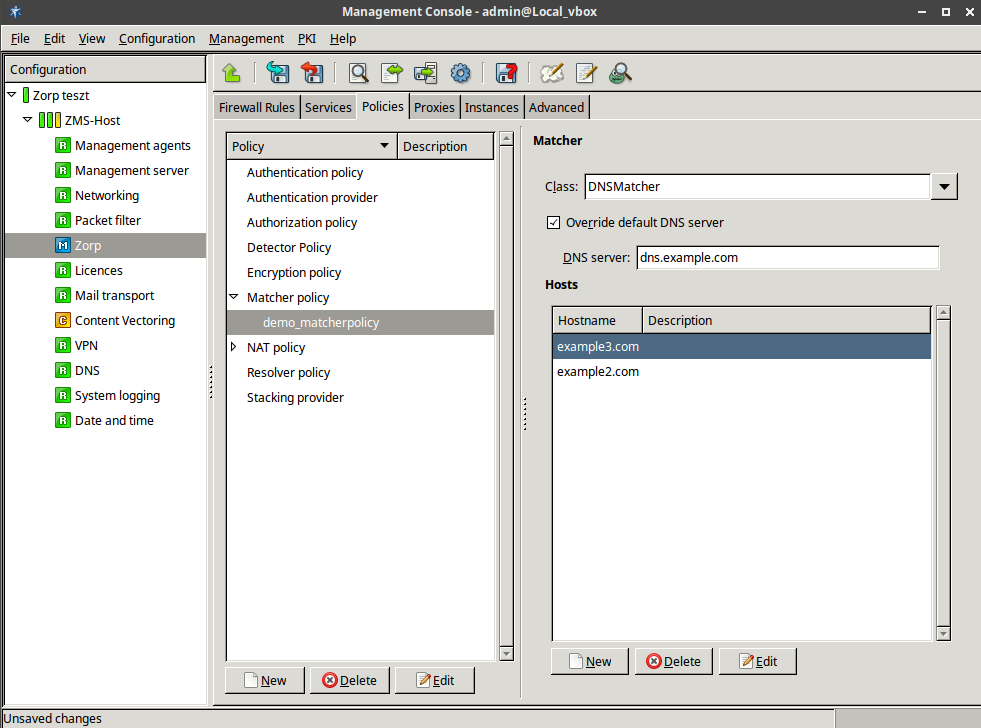 Sample DNSMatcher policy