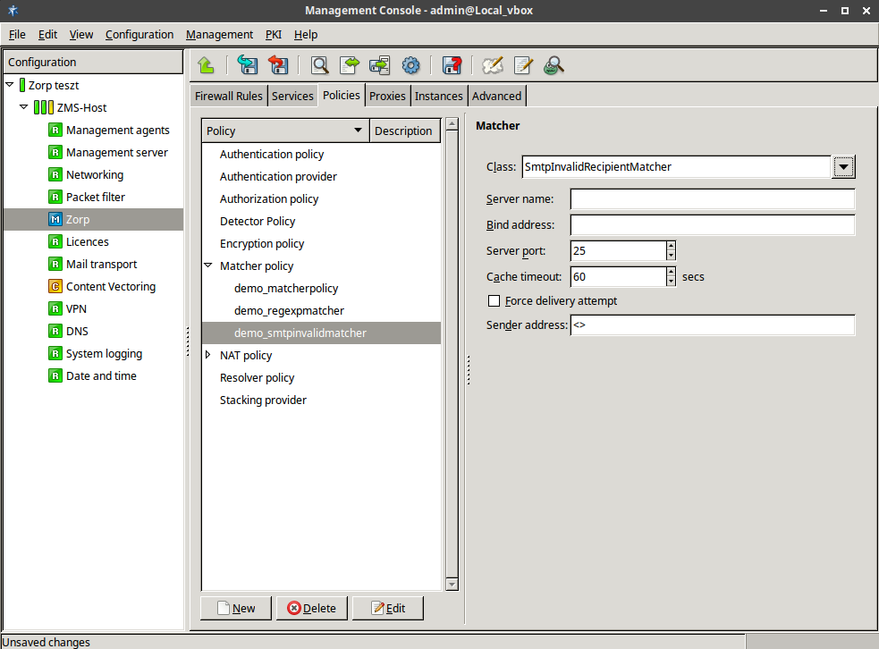 Configuring SmtpInvalidMatcher