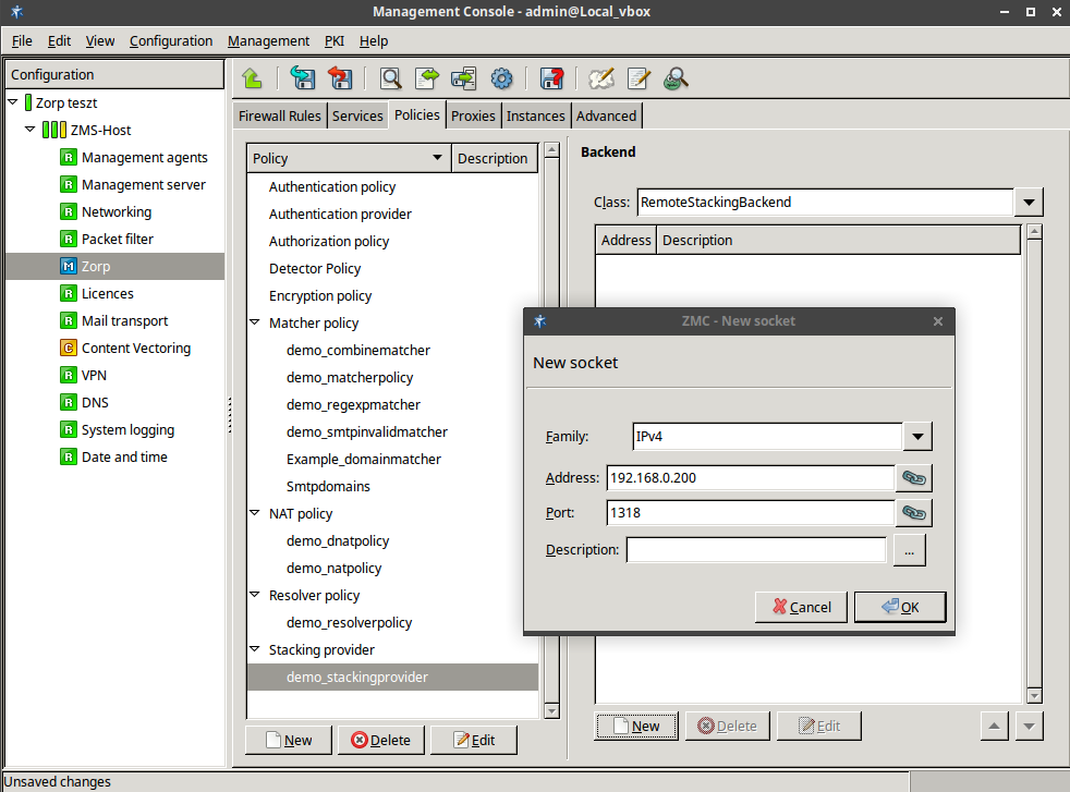 Creating a new Stacking Provider through IPv4