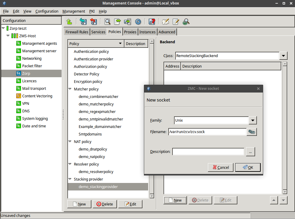 Creating a new Stacking Provider through domain socket