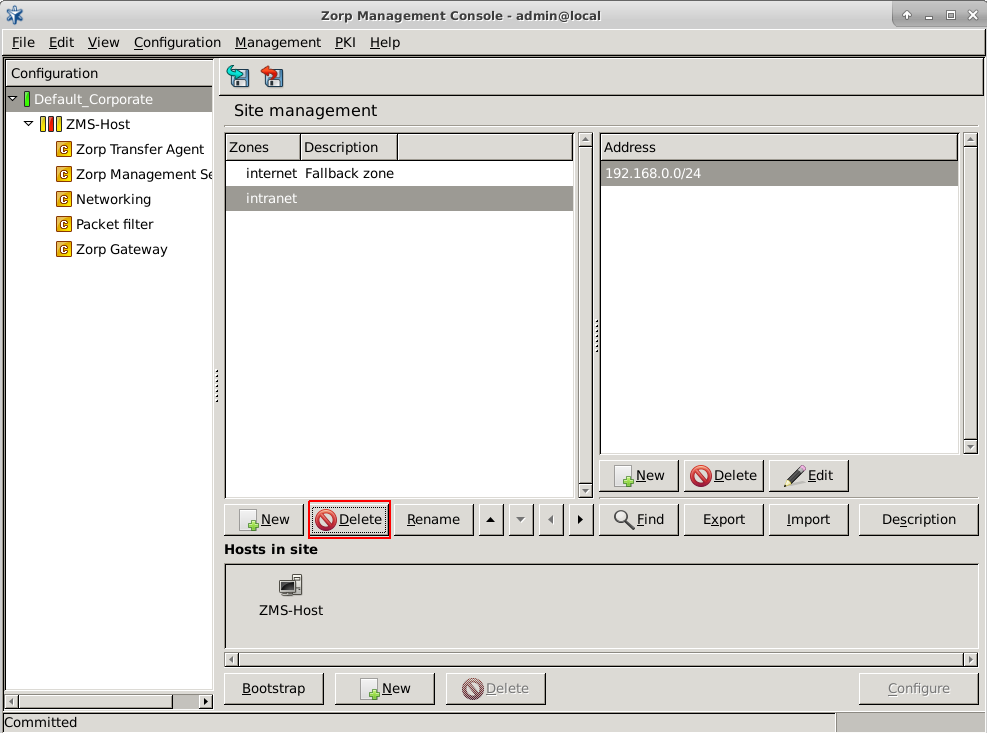 Deleting a zone or multiple zones