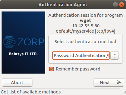 Selecting authentication method